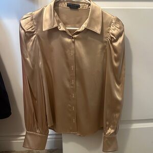 Alice + Olivia Champagne Satin Blouse